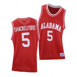 Men's Alabama Crimson Tide #5 Jaden Shackelford Red 2021 NCAA Throwback College Basketball Jersey 2403LSEB4